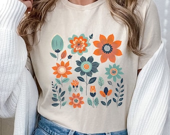 Boho Wildflower T-Shirt, Floral Graphic Tee