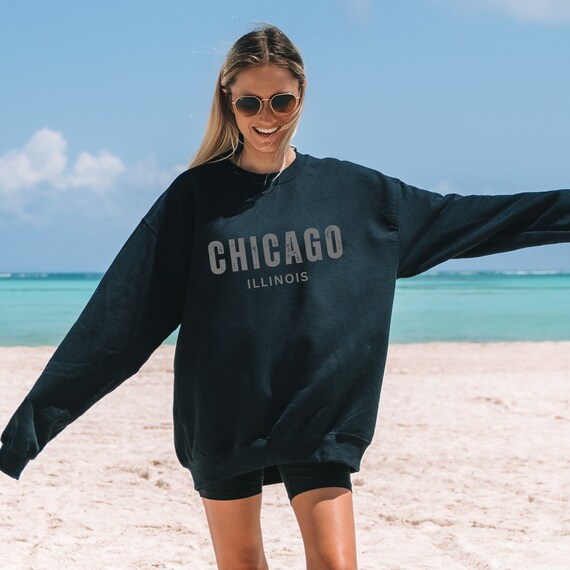 Chicago Oversized Sweatshirt Chicago Sweatshirt Chicago Illinois Trendy Crewneck Vintage Chicago Oversized Shirt Etsy UK