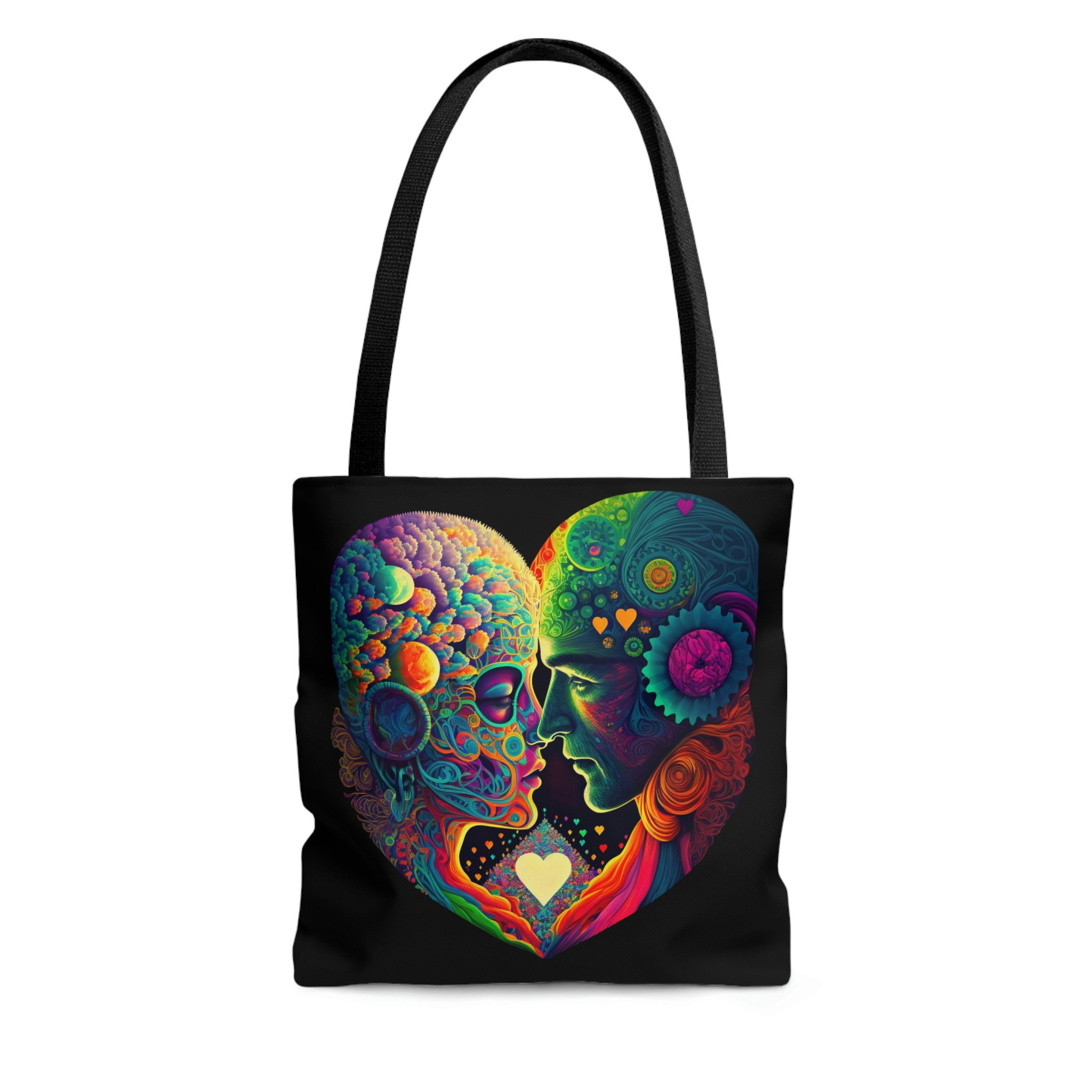 Psychedelic Colorful Print Pattern Leather Tote Bag