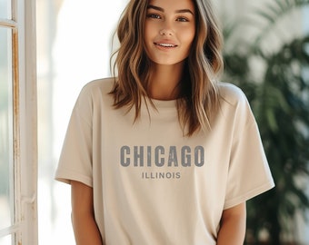 Chicago Chicago T-Shirt, Vintage-Stil, weiches Baumwoll-T-Shirt