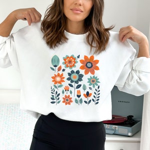 Boho Blumen Sweatshirt, Cottagecore Sweatshirt, Boho Sweatshirt, Oversized Sweatshirt, Blumen Sweatshirt, Wilde Blume Sweatshirt, Boho