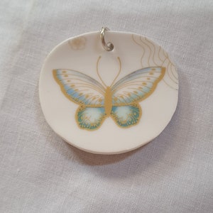 Broken China Vintage Porcelain Butterfly Pendant