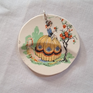 Broken China Vintage Porcelain Pendant