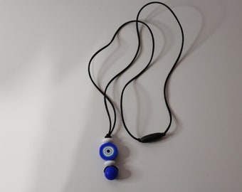 Adult mini Evil eye Chewelry pendant, adhd, autism, Fidget necklace, Gothic necklace, Minimalist chew