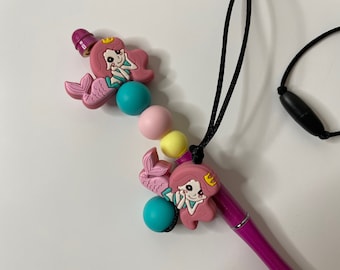 Adult mini Mermaid Chewelry pendant, adhd, autism, Fidget necklace, sensory necklace, Minimalist chew