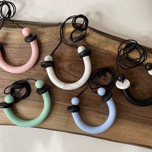 Chewlery U Shaped tube , Sensory Necklace, stress relief, silicone necklace, adhd, autism , chew necklace, chew pendant, mom necklace