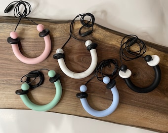 Chewlery U Shaped tube , Sensory Necklace, stress relief, silicone necklace, adhd, autism , chew necklace, chew pendant, mom necklace