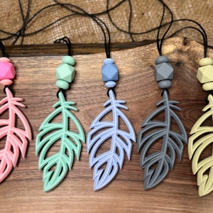 Feather Chewlery , Sensory Necklace, stress relief, Fidget necklace, adhd, autism , chew necklace, chew pendant