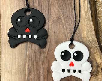 Chewlery Skull, Sensory Necklace, stress relief, Gothic necklace, adhd, autism , chew necklace, chew pendant