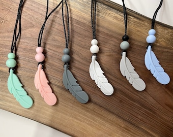 Chewlery Feathers , Sensory Necklace, Fidget, stress relief, adhd, autism , chew necklace, chew pendant, designed feather necklace