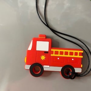 Chewlery Firetruck or Trash Truck , stress relief, Christmas necklace, adhd, autism, chew necklace, chew pendant