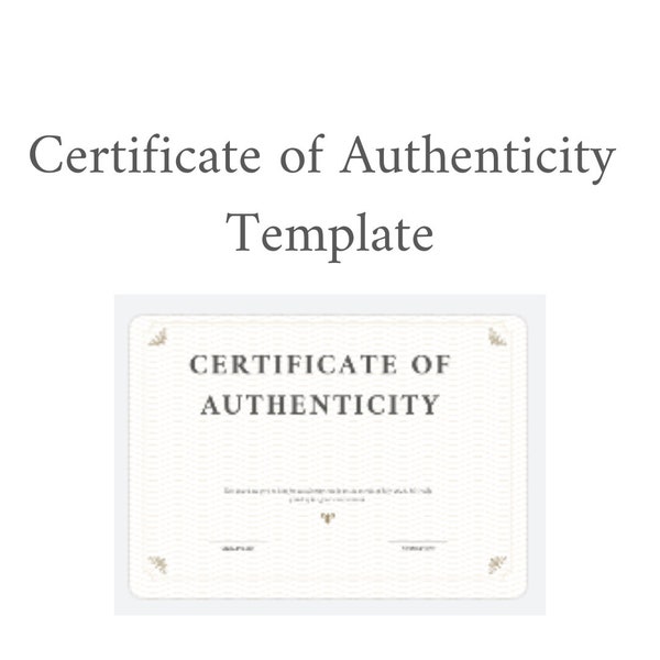Certificate of Authenticity Template for Artists, Editable Certificate Of Authenticity For Art, Printable Certificate of Authenticity, Canva