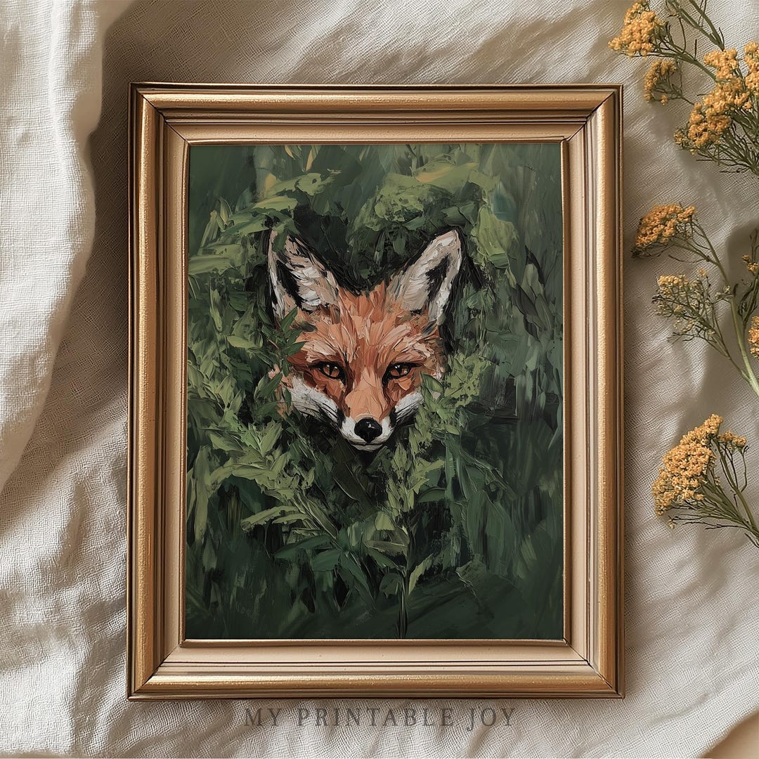 Rustic Fox Image Moody Red Fox Face Printable - Rustic Woodland Printable, Expressive ...