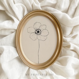 Anemonen Blume botanische Skizze - Vintage Tuschezeichnung druckbare neutrale Blumenwandkunst rustikale Natur Cottage Dekor 39