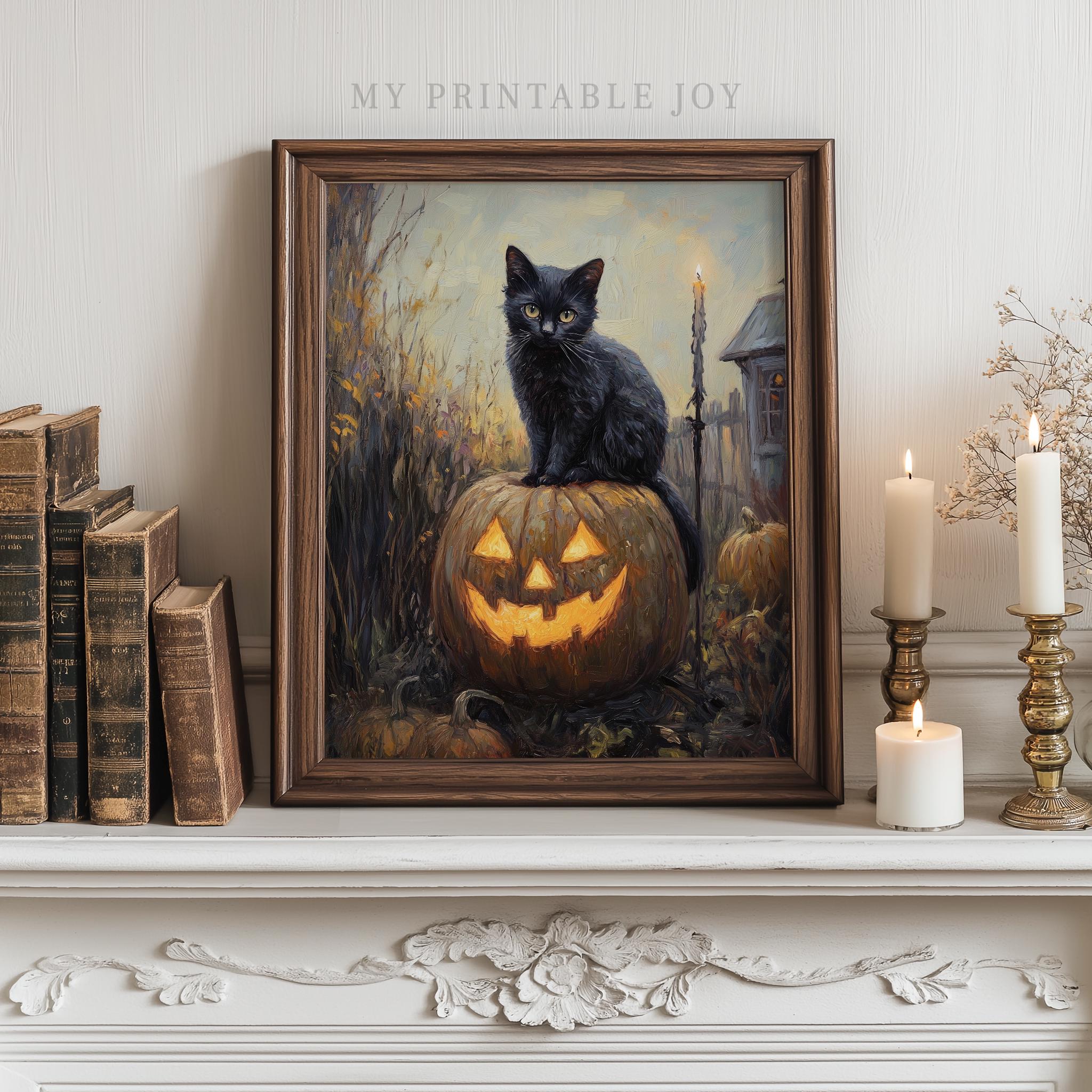 ✨✨✨ヴィンテージスタイルのハロウィン猫 ✨✨✨(カボチャの上）