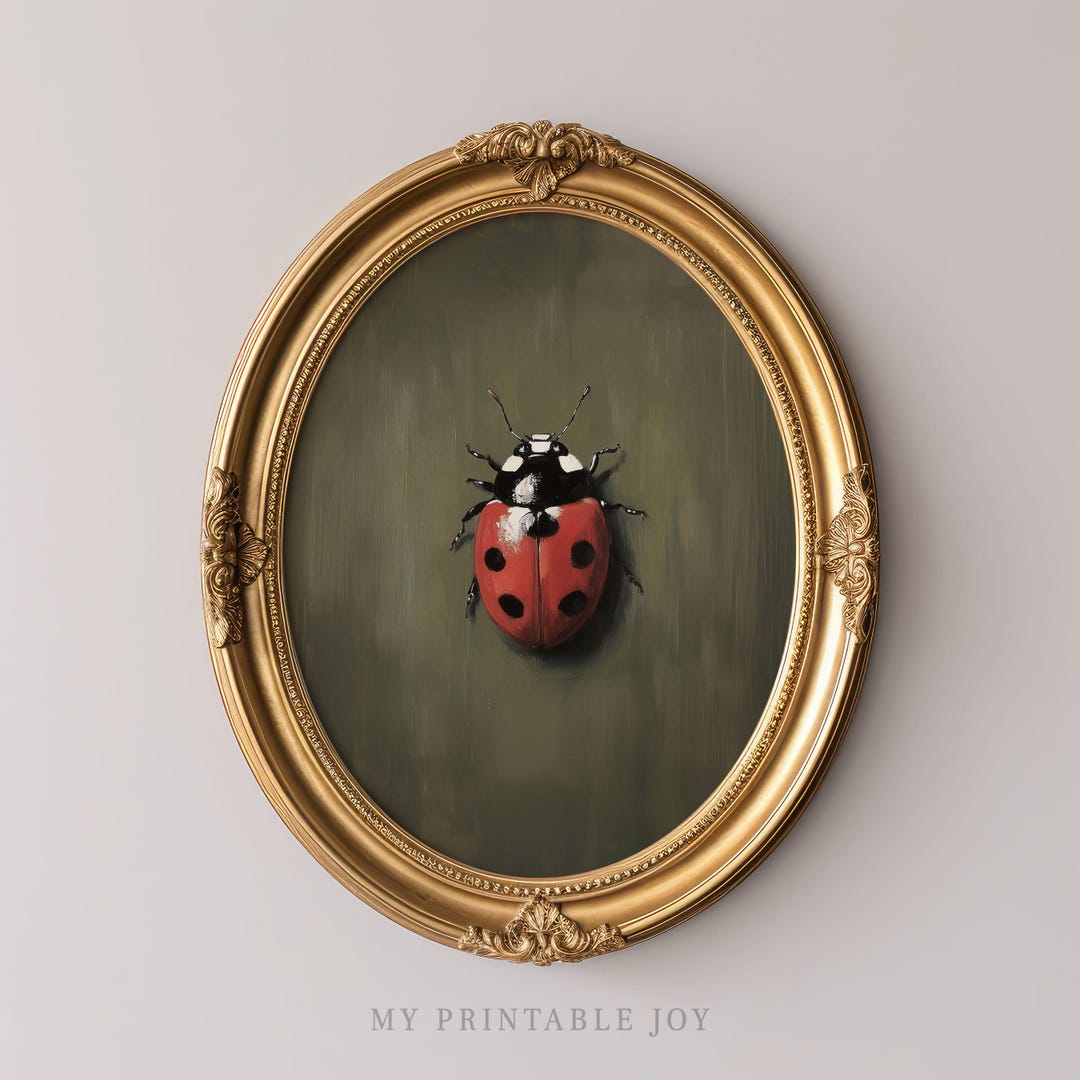 Ladybug Art Printable Wall Decor Vintage Illustration Nature Insect ...