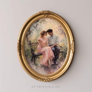 Romantic Couple Wall Art Print Vintage Love Scene Home Decor for Weddings Valentine’s Day Anniversary and Cozy Living Spaces