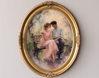 Stampa artistica da parete con coppia romantica, scena d'amore vintage, decorazione per la casa per matrimoni, San Valentino, anniversari e spazi abitativi accoglienti.