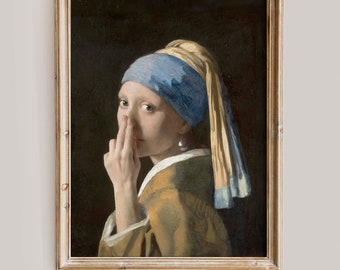 Funny Bathroom Art Print, Toilet Humor Decor, Funny Gift, Classical Vintage Oil Painting, Digital Download, Printable Wall Art A005