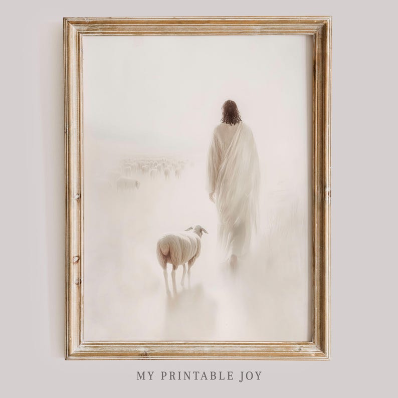 Jesus and Lamb Wall Art Spiritual Christian Decor Digital Download ...