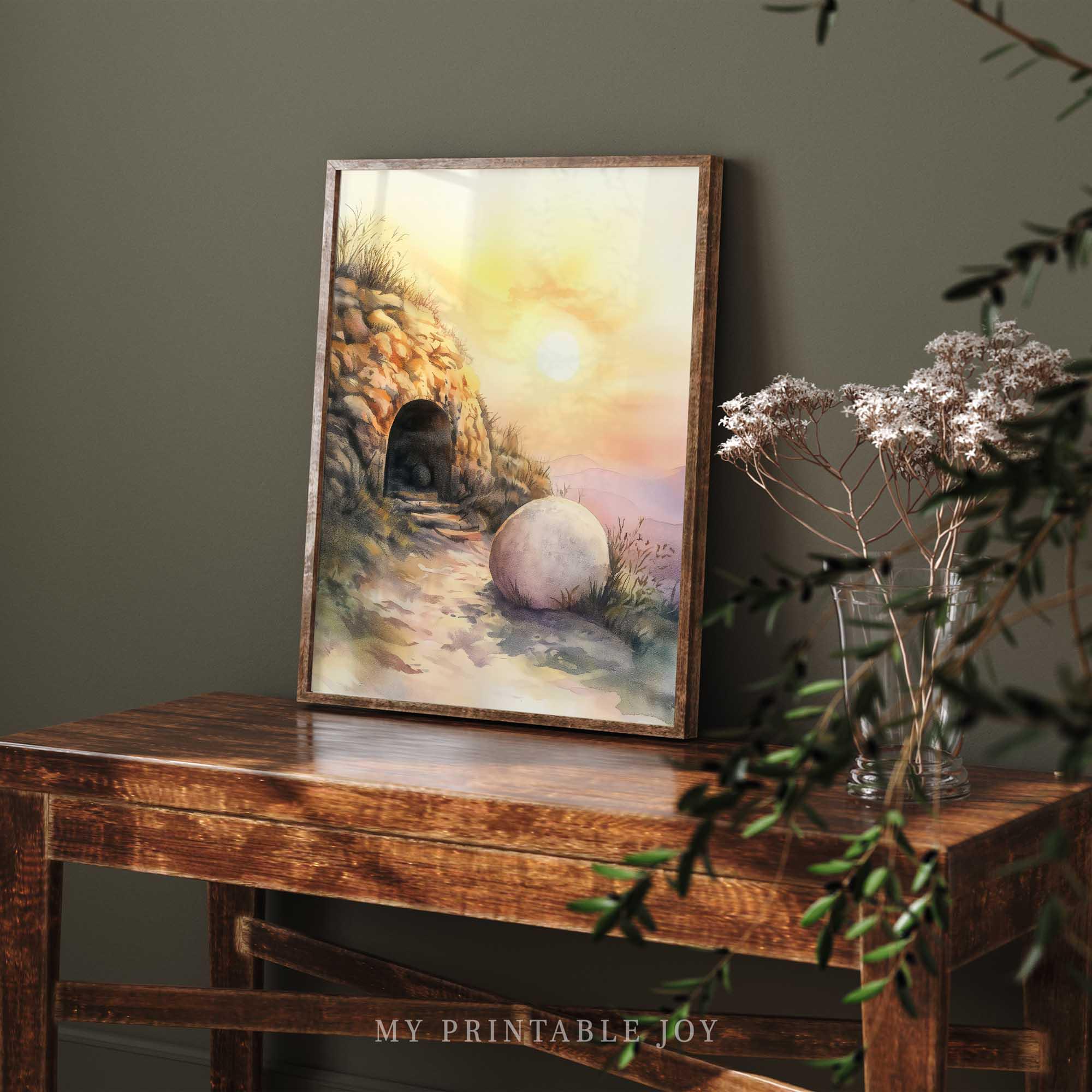 Empty Tomb Glowing Sun Art Christian Easter Print Jesus Christ ...