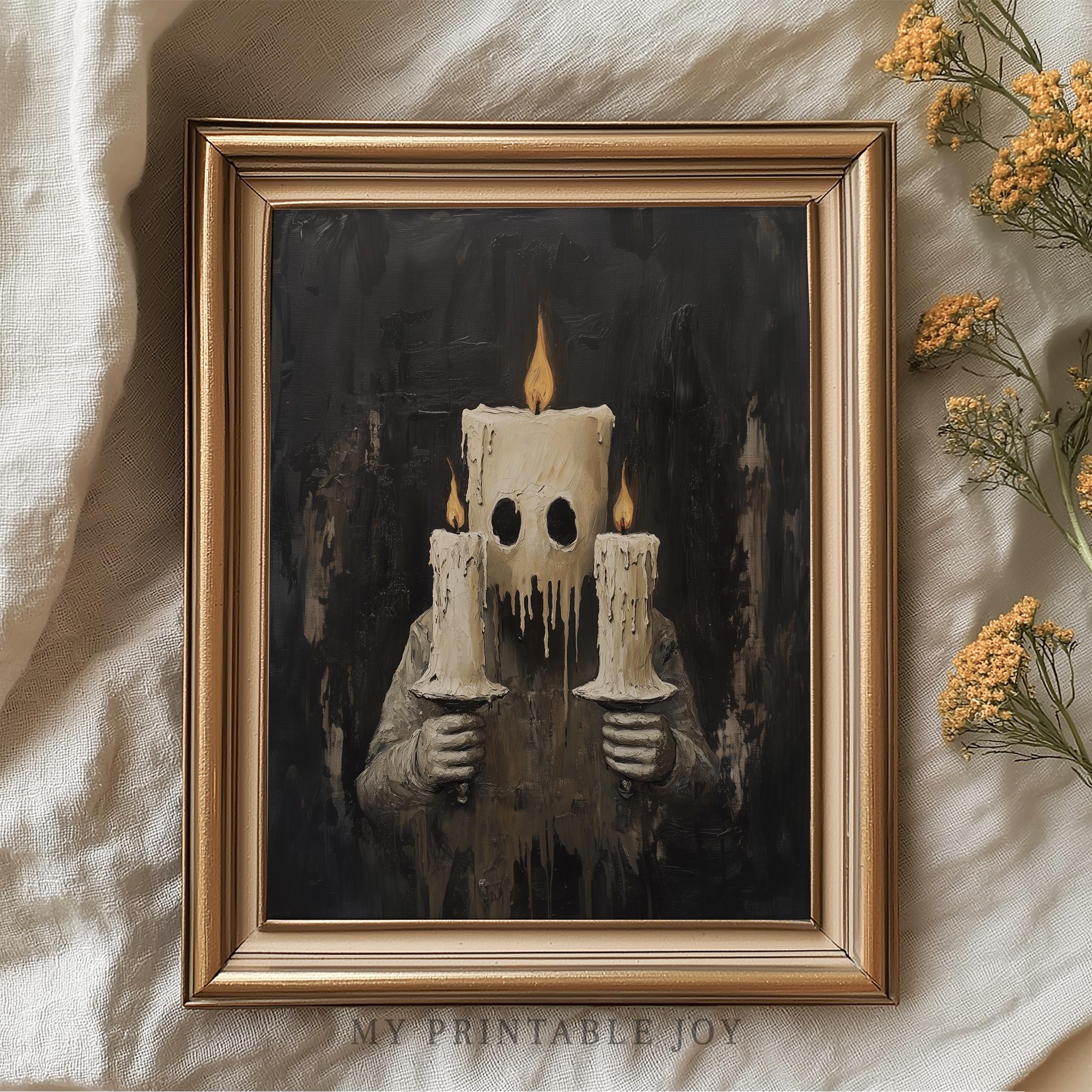Melting Ghost in Black Wall Art Spooky Halloween Printable Moody ...