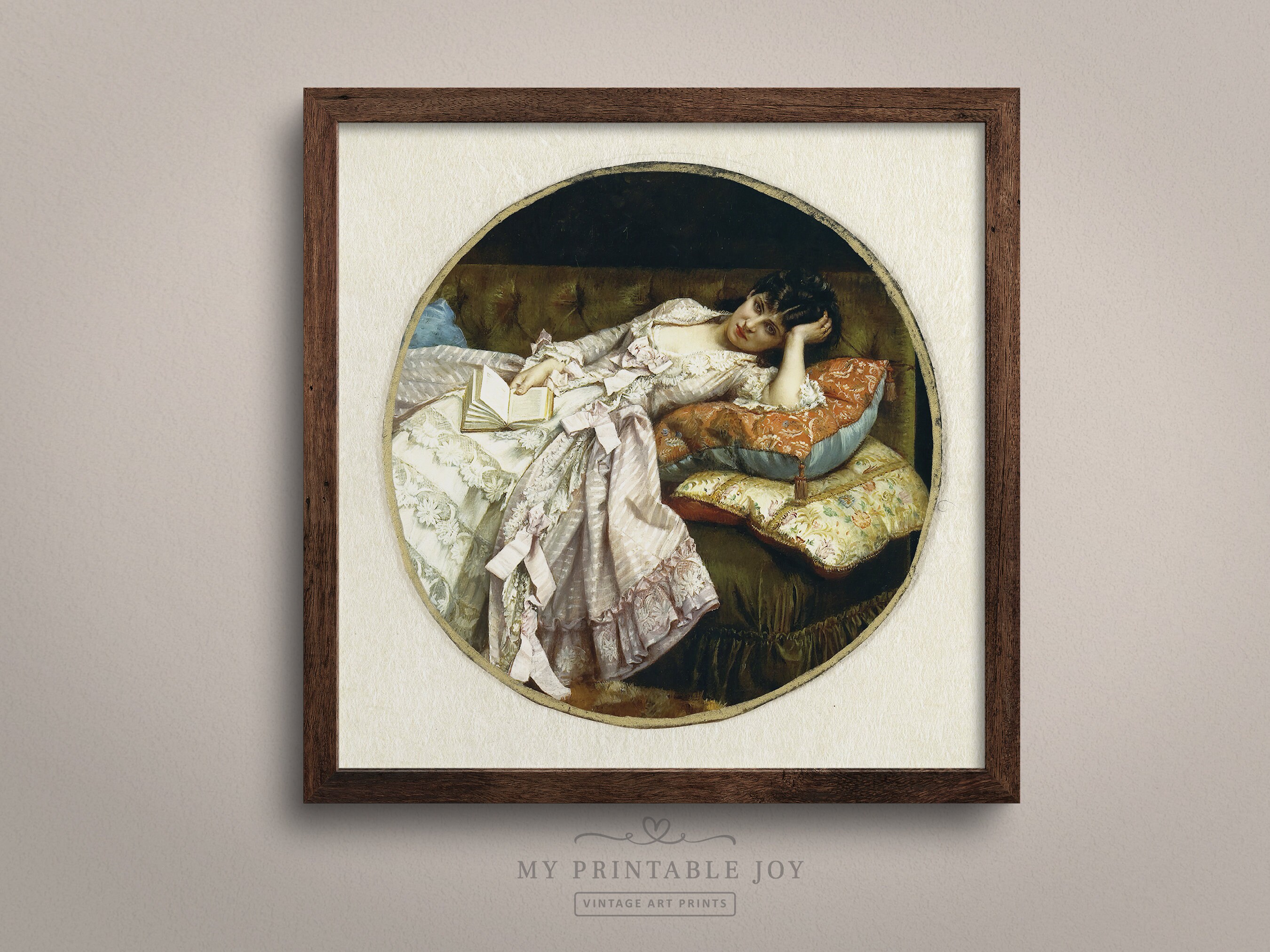 Decadent Young Woman Reading | Vintage Printables | Famous Bored Female ...