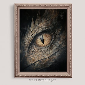Sztuka ścienna Dragon Eye Fantasy Dark Academia Decor dla fanów Booktok Sztuka w stylu vintage Dragon idealna do domowego biura i kącików do czytania