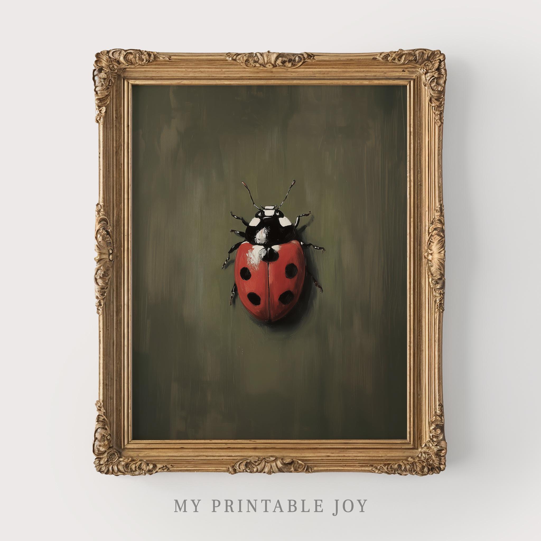 Set of 3 Vintage Insect Printable Wall Art, Bee Ladybug Dragonfly ...