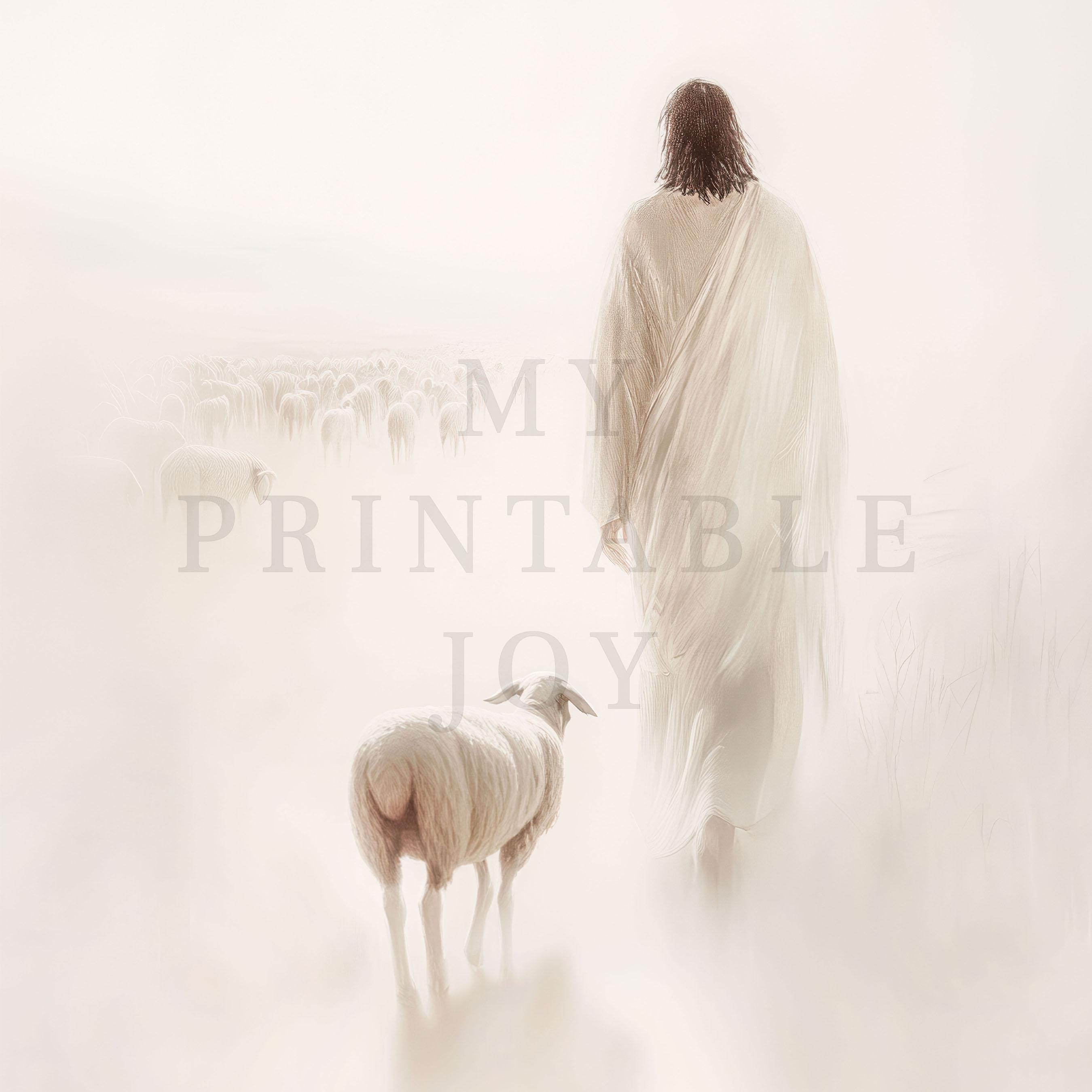 Jesus and Lamb Wall Art Spiritual Christian Decor Digital Download ...