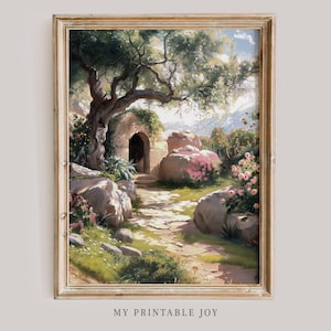 Jesus Christ Empty Tomb | Christian Art | He is Risen | Printable for Entryway or Living Room | Easter Decor | Printable Download
