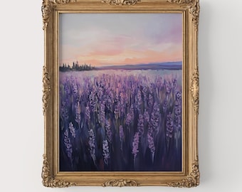 Lavender Sunset Field – Printable Abstract Wall Art Rustic Purple Floral Landscape Painting Earthy Cottagecore Digital Decor 34