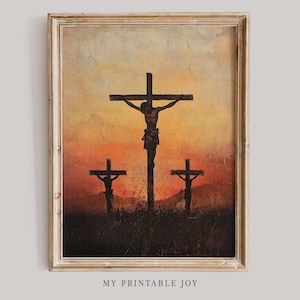 Jesus Crucifixion Wall Art Christian Faith Printable Good Friday Cross Religious Decor Easter Passion of Christ Digital Download Art Print