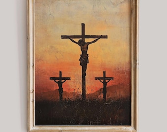 Jesus Crucifixion Wall Art Christian Faith Printable Good Friday Cross Religious Decor Easter Passion of Christ Digital Download Art Print