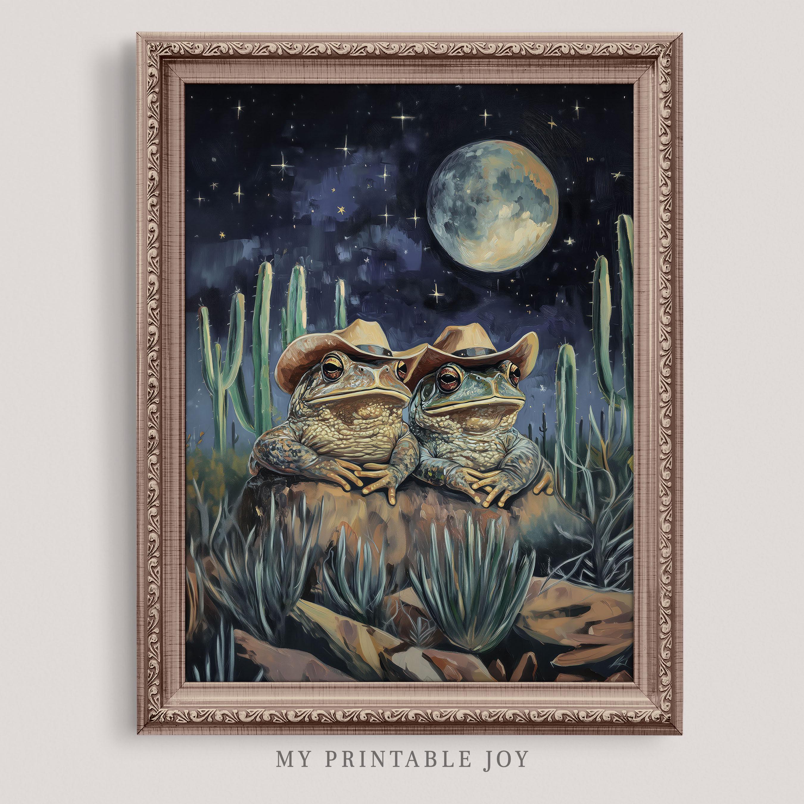 Funny Cowboy Toad and Frog Wall Art Print Colorful Toads Western Animal ...