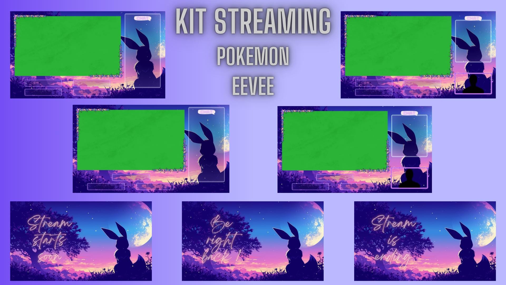 Streamer Kit Free Animated Stream Pack | Twitch Streamers Kit | Eevee | Pokemon | Twitch ...