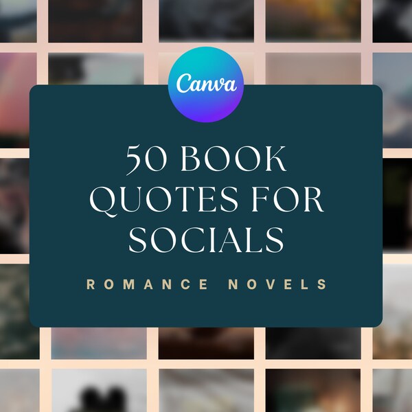 50 Book Quotes Social Media Templates | Romance Book Quotes | Handwritten Quotes | Canva Templates