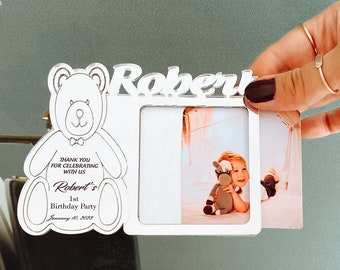 Teddy Bear Birthday Favors, First Birthday Frame, Thank You Beary Much