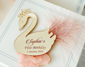 Personalized Swan Magnet Favors, Swan Baby Shower, Quinceanera
