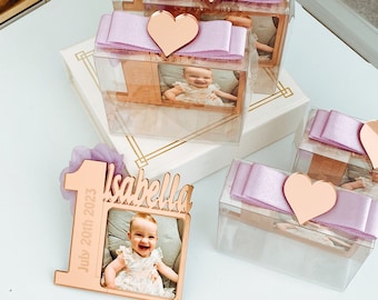 Personalized 1st Birthday Photo Frame Magnet Favors