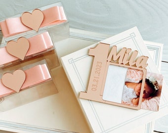 Rose Gold Birthday Photo Magnets, Personalized First Birthday Favors, Baby Picture Frames, Birthday Party Gifts, First Birthday Decoration