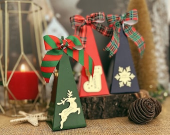 Personalized Christmas Candy Box, Holiday Favor, Place Setting