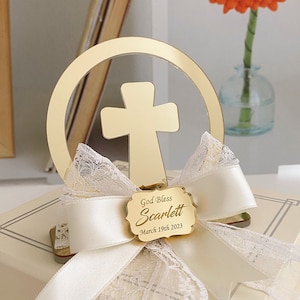 Gold Baptism Favors, Christening Decorations, Personalized Cross Decorations, First Holy Communion, Mi Bautizo