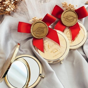 Gold Compact Mirror, College Graduation, Graduation Party Favors, Graduation Cap, Class of 2025, Unique Graduation Gifts for Guest