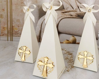 Elegant Christening Candy Boxes - First Holy Communion Favors - Baptism Candy Boxes - Baptism Favors - Christening Bomboniere