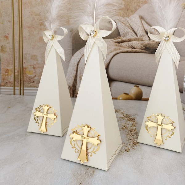 Elegant Christening Candy Boxes - First Holy Communion Favors - Baptism Candy Boxes - Baptism Favors - Christening Bomboniere