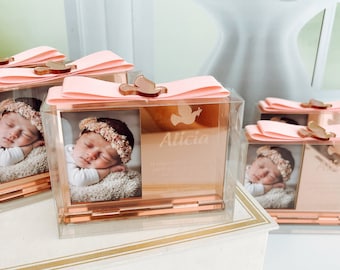 Personalized Baptism Gift Set, Photo Frame, Candy Box & Bag