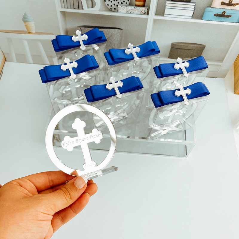 Baptism Favors With Stand, Baptism Decorations, Christening Favor, Communion Favors, Recuerdos de Bautizo, Personalized Cross Baptism