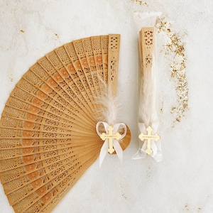 Wood Hand Fan Favors - First Holy Communion Favors for Girl - Baptism Favors for Girl - Christening Favors - Mi Bautizo Favors - Rustic Gift