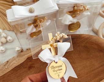 Acrylic Cross Magnet Baptism Favors, Personalized Christening Souvenir